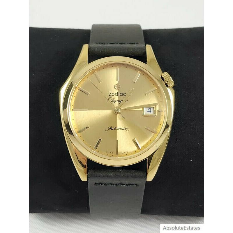 Zodiac Gold Olympos Automatic Stainless Steel Black Leather Watch ZO9703