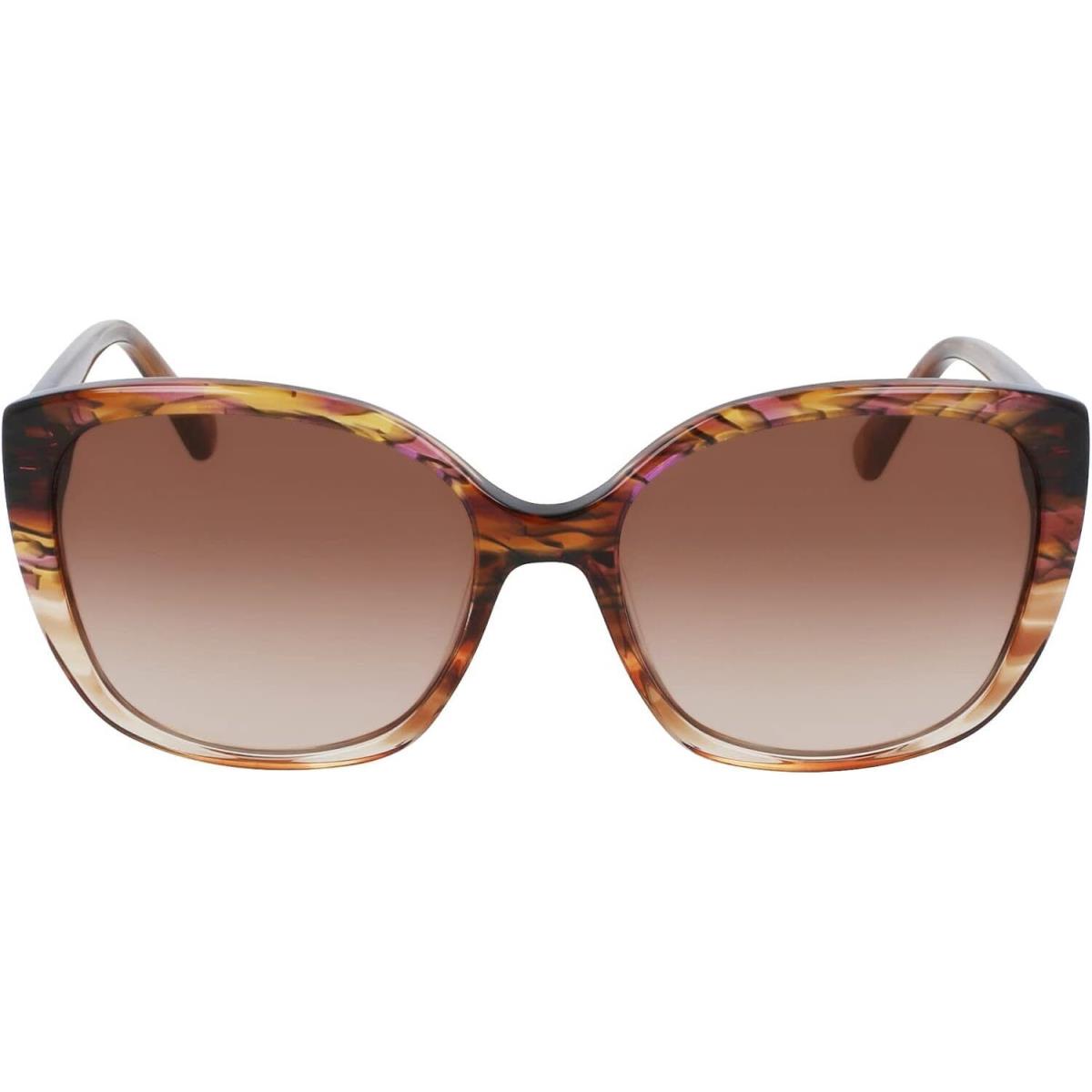 Anne Klein Women`s AK7071 Square Sunglasses Plum Animal One Size