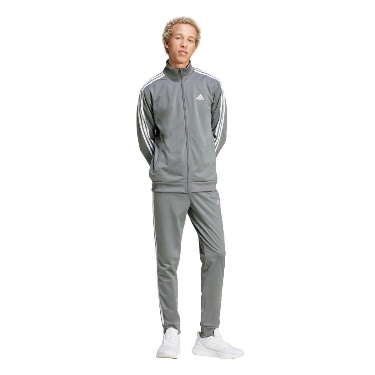 Adidas Men`s Basic 3-Stripes Tricot Track Suit Grey X-large/tall