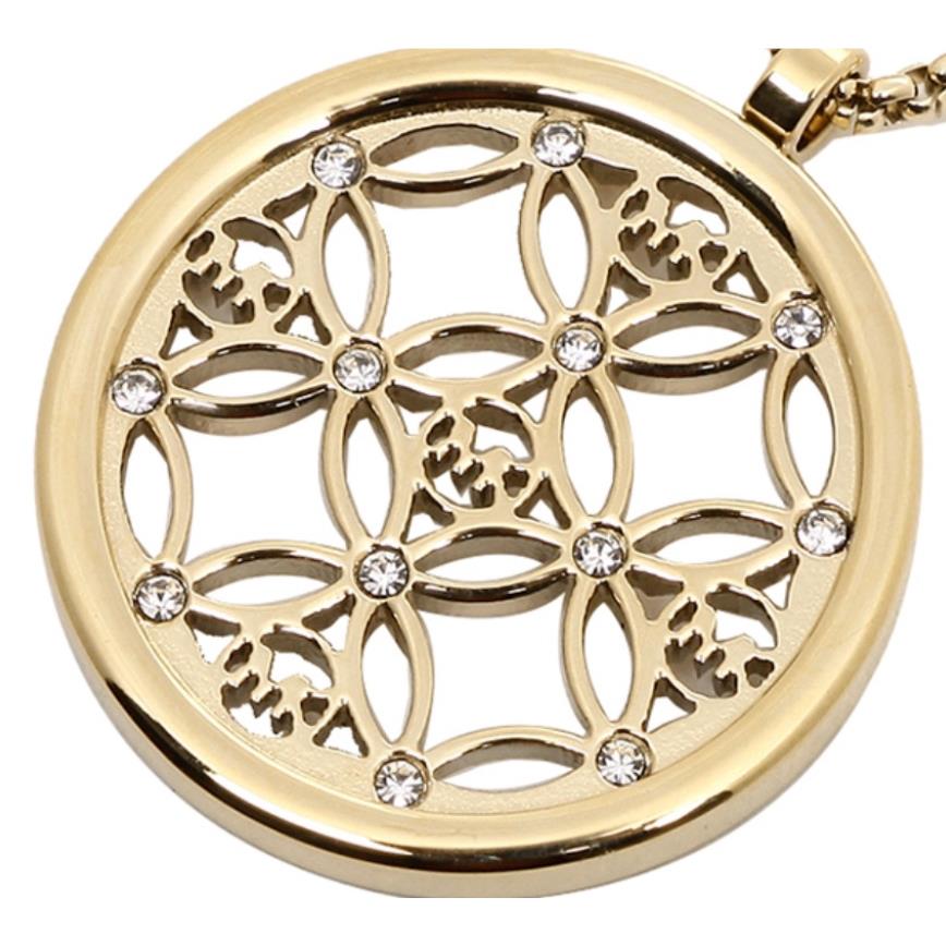 Michael Kors Women`s Heritage MK Monogram Gold Necklace Crystals MKJ4284710 +box