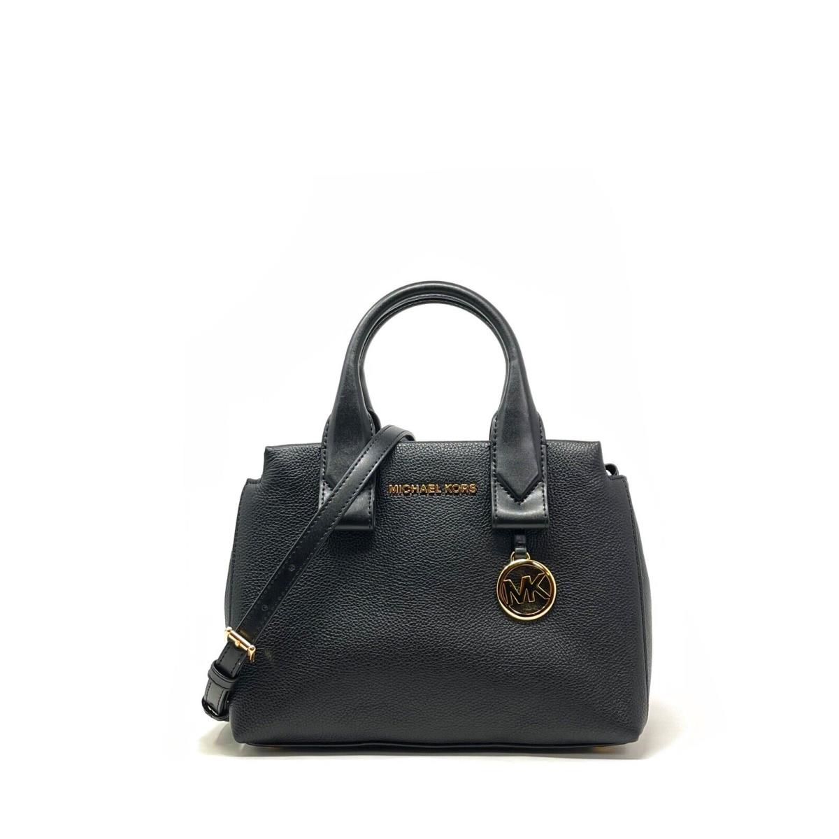 Michael Kors Rollins Small Pebbled Leather Satchel Black 38H9CX3S1L