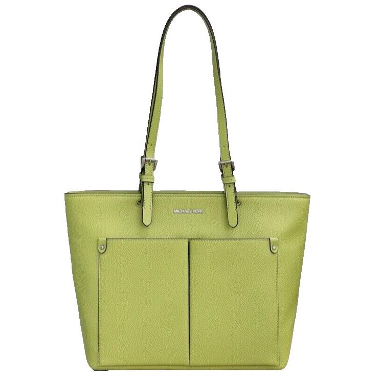 Michael Kors Jet Set Travel Medium Double Pocket Tote Lime with Dust Bag