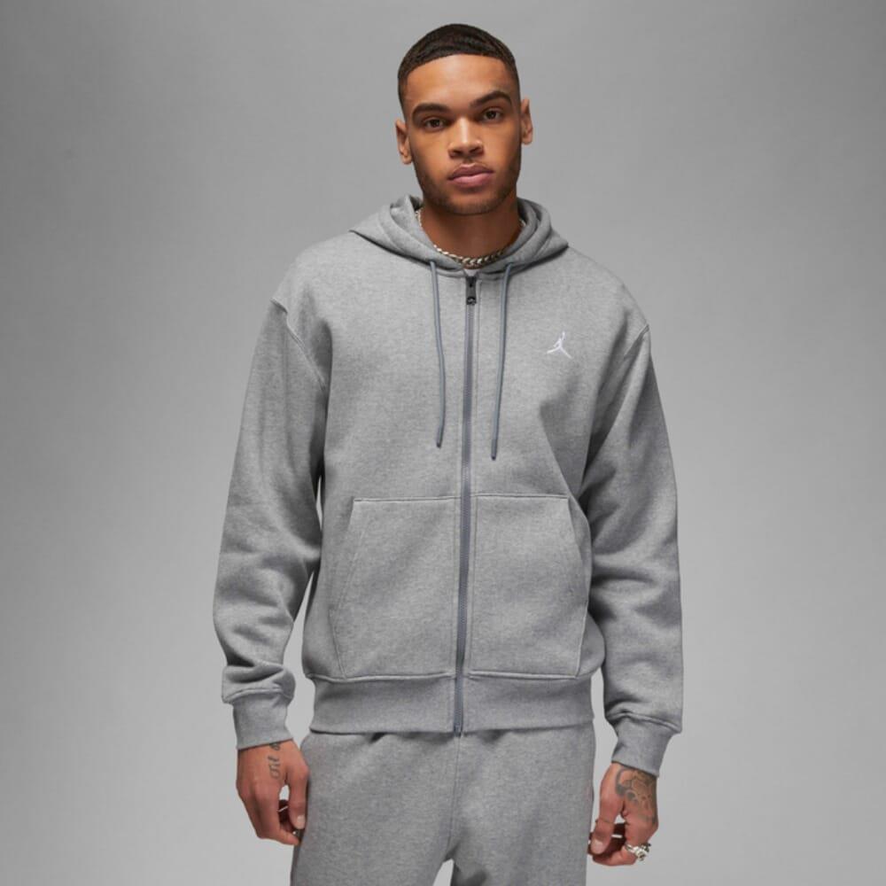 Nike Jordan Essentials Full-zip Fleece Hoodie Grey/white FJ7771-091 Men`s L