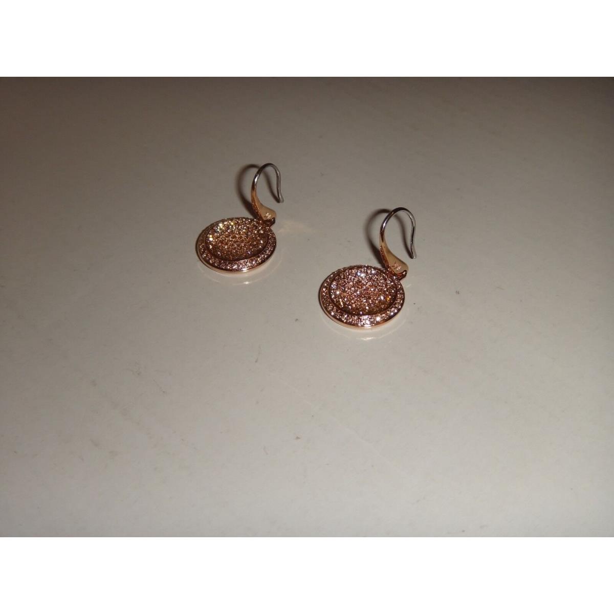 Michael Kors Women`s Brilliance Rose Gold Drop Earrings Crystals Disk MKJ2074791