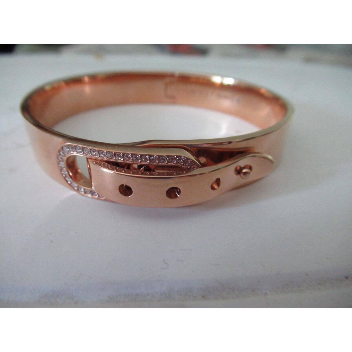 Michael Kors Cityscape Hardware Hinged Rose Gold Bangle Bracelet- MKJ6791