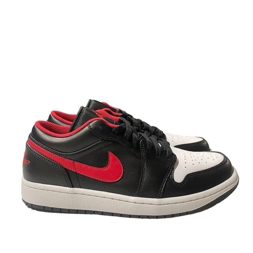 Nike Air Jordan 1 Low Men`s Size 9 Sneakers Black White Red Athletic Shoes