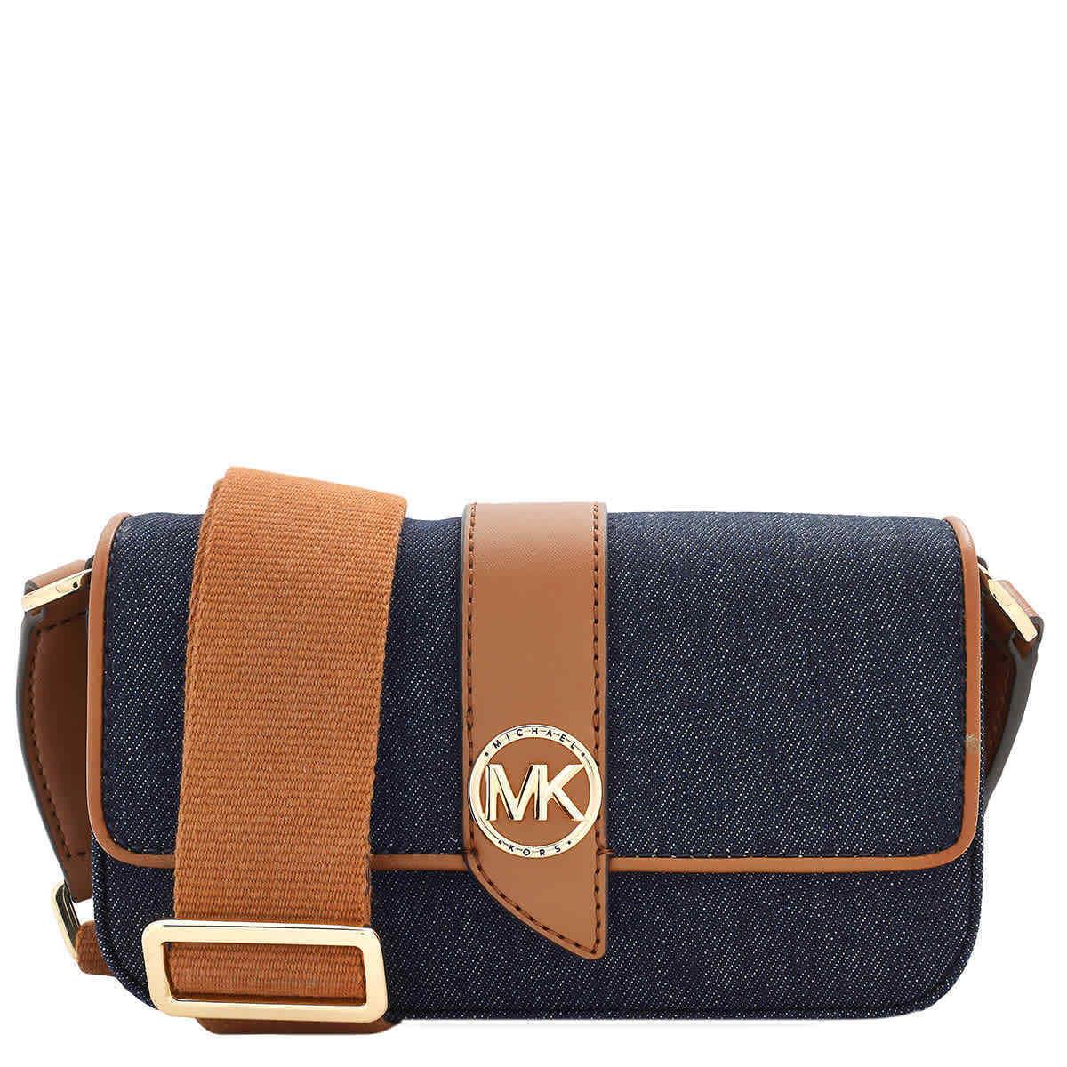 Michael Kors Logo Plaque Small Denim Crossbody Bag 32F3GGRC0C-998