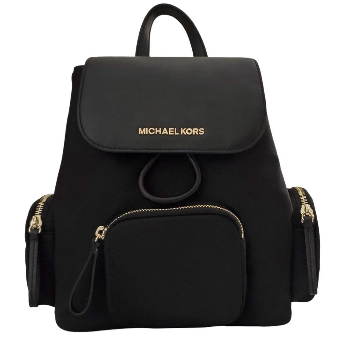 Michael Kors Abbey Black Nylon and Leather Medium Cargo Backpack