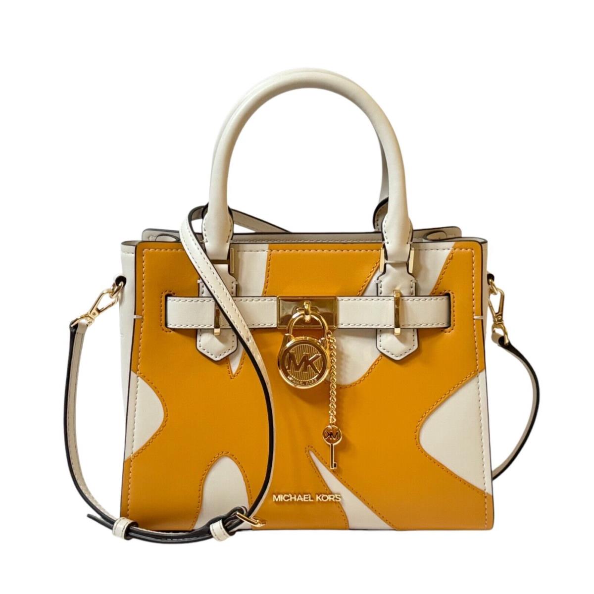 Michael Kors Hamilton SM Satchel Shoulder Bag Graphic Logo Golden Rod Multi