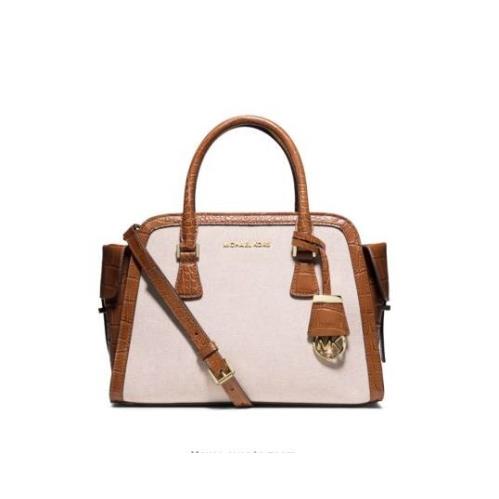 Michael Kors Harper Medium Two-tone Canvas Satchel Shoulder Bag 047