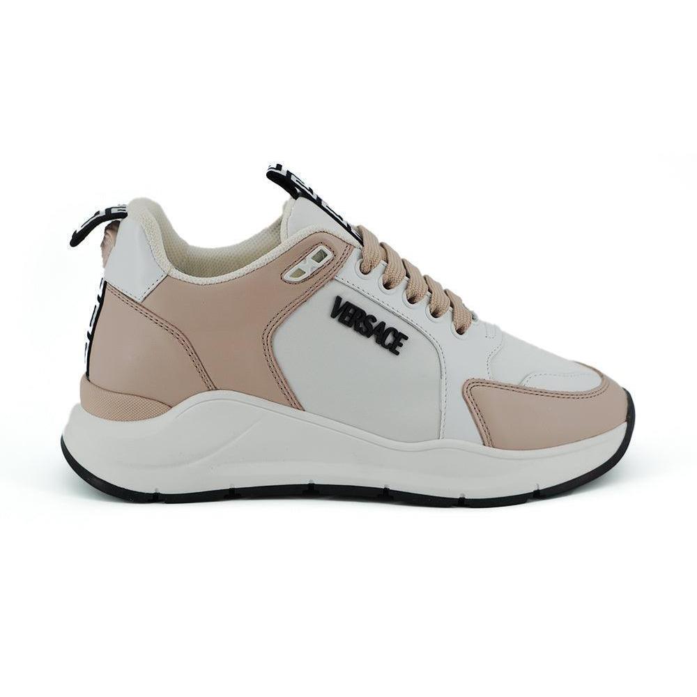 Versace Light Pink and White Calf Leather Sneakers