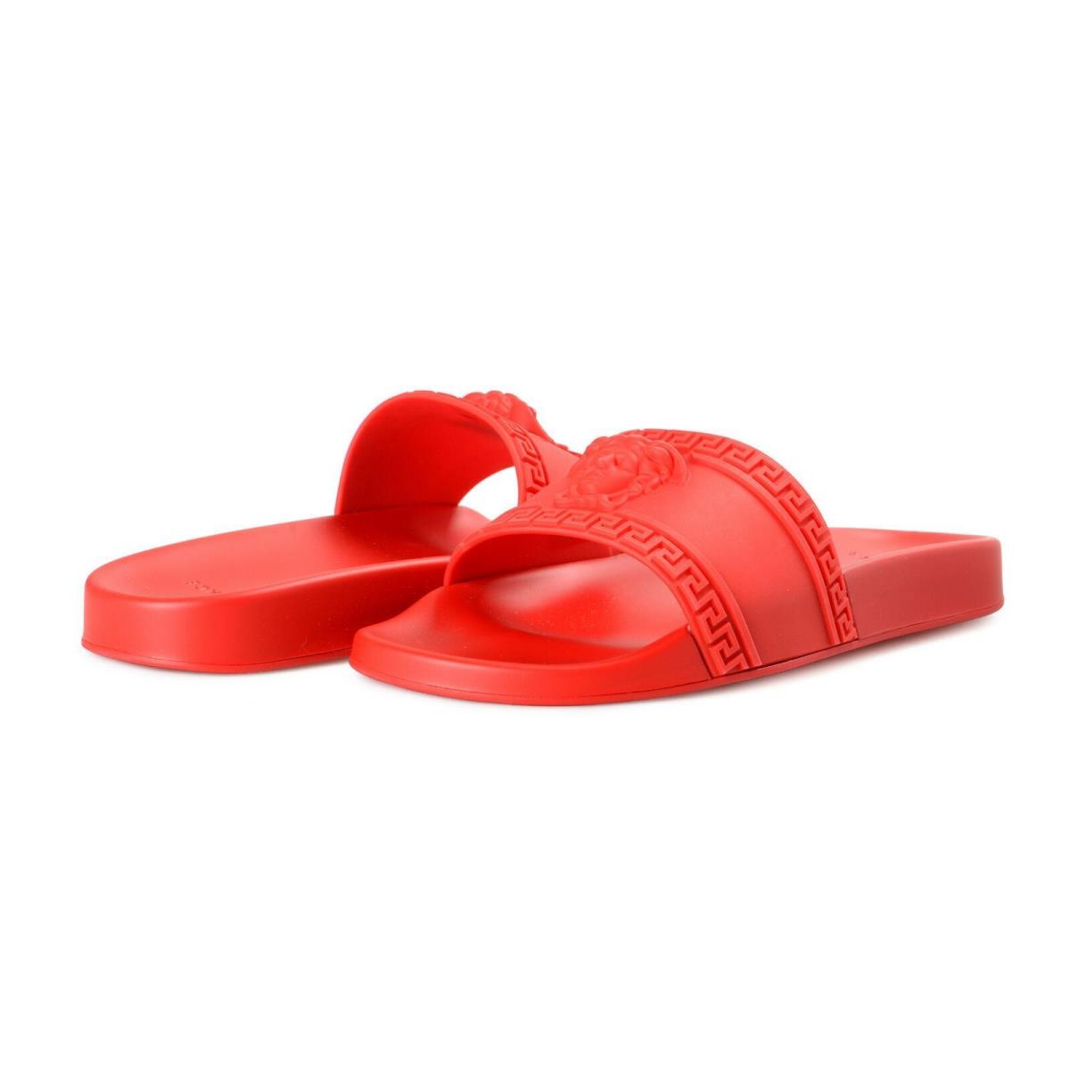 Versace Men`s Bright Red Medusa Head Rubber Flip Flops Shoes