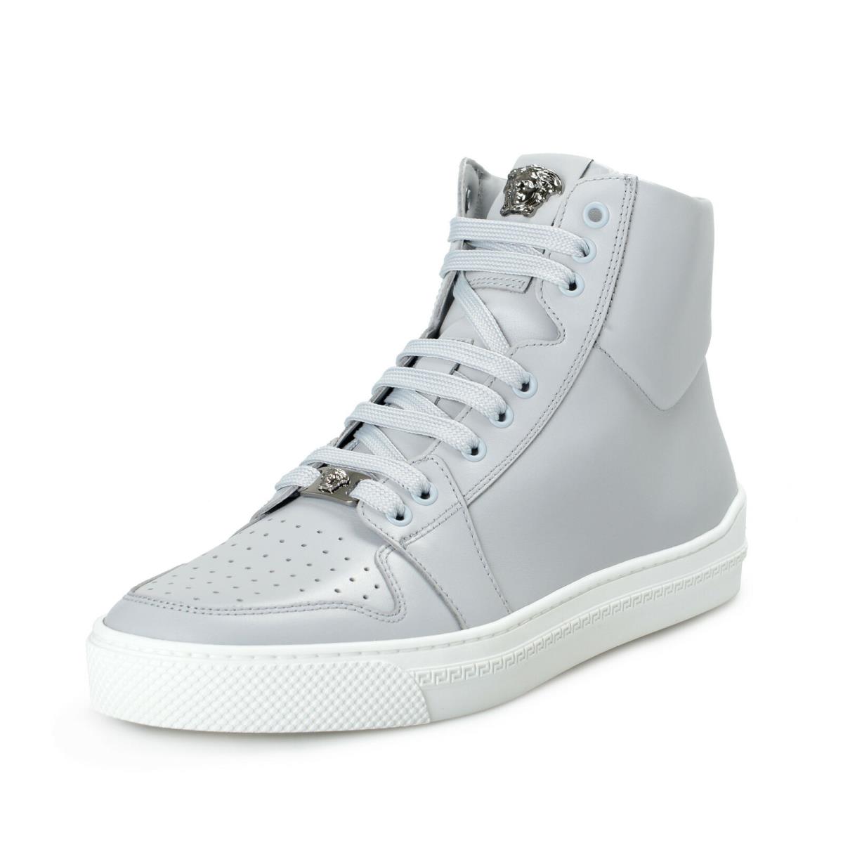 Versace Men`s Gray Leather High Top Fashion Sneakers Shoes Sz 7 8 9 10 11