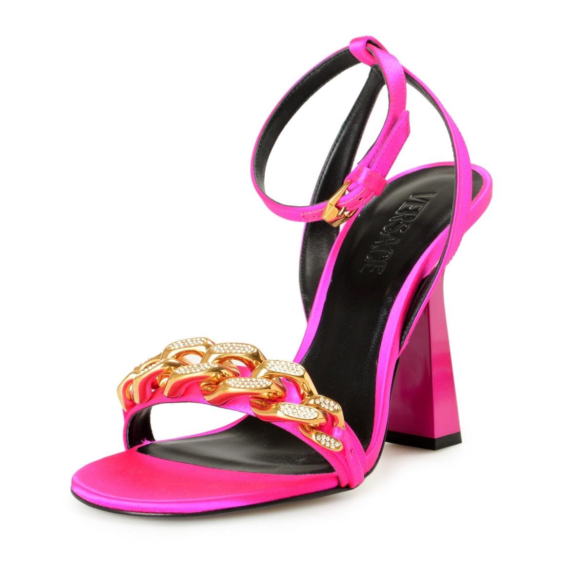 Versace Women`s Fuchsia Medusa Ankle Strap High Heel Pumps Shoes