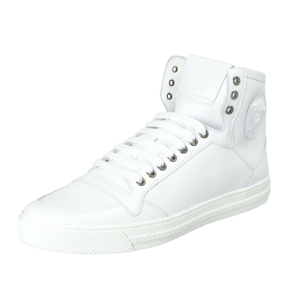 Versace Men`s White Leather Medusa Hi Top Fashion Sneakers Shoes Sz 8 11 12 - White