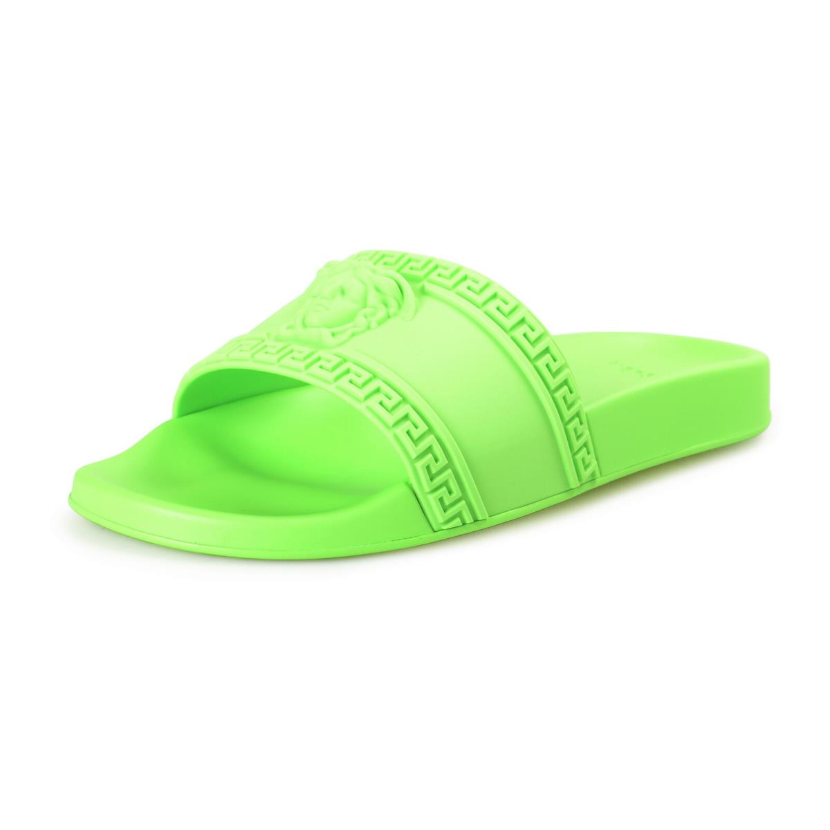 Versace Women`s Neon Medusa Head Embossed Pool Slide Flip Flops Shoes