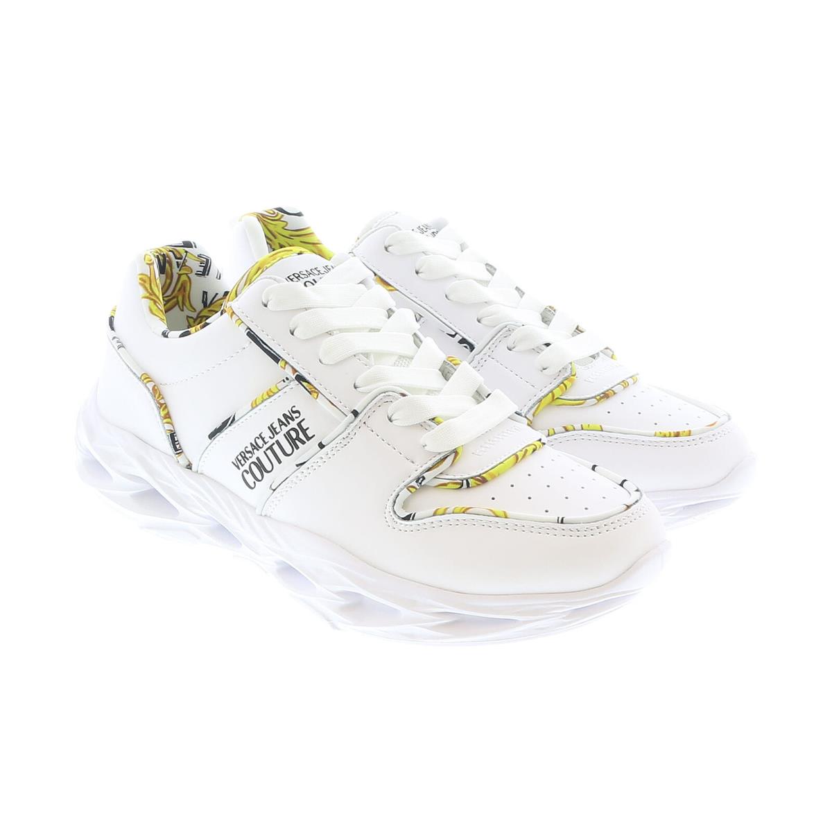 Versace Jeans Couture Low Top Signature Baroque Trim White Sneakers