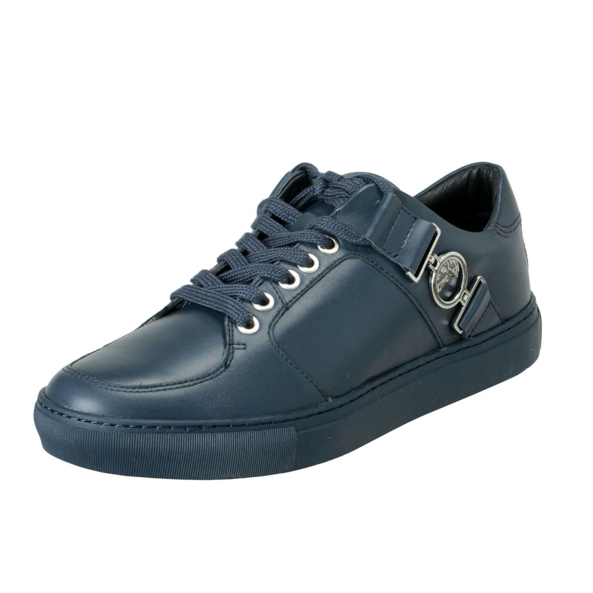 Versace Collection Men`s Blue Leather Fashion Sneakers Shoes 6 7 8 9 10 11