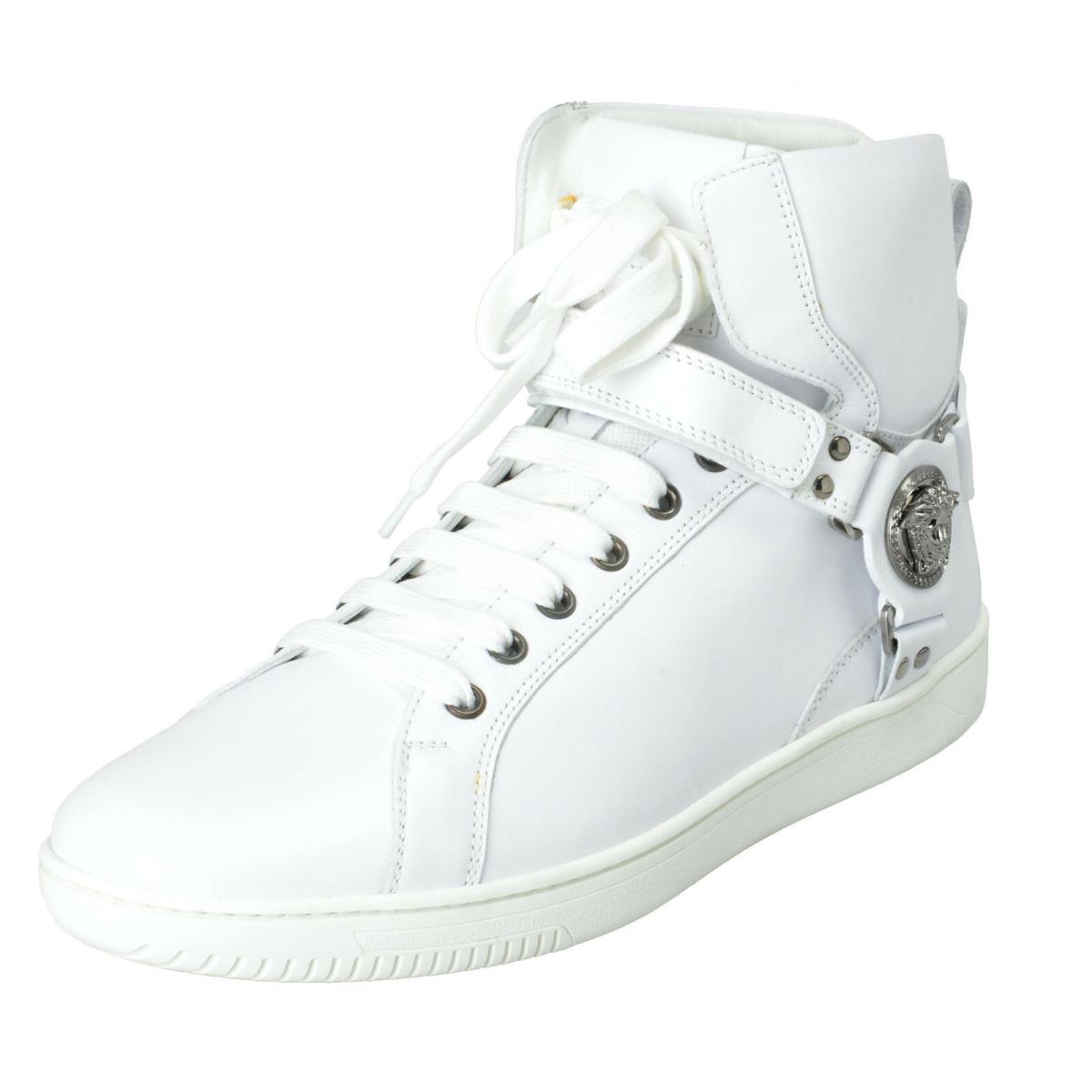 Versace Men`s White Leather Hi Top Fashion Sneakers Shoes 7 8 8.5 9 10 11