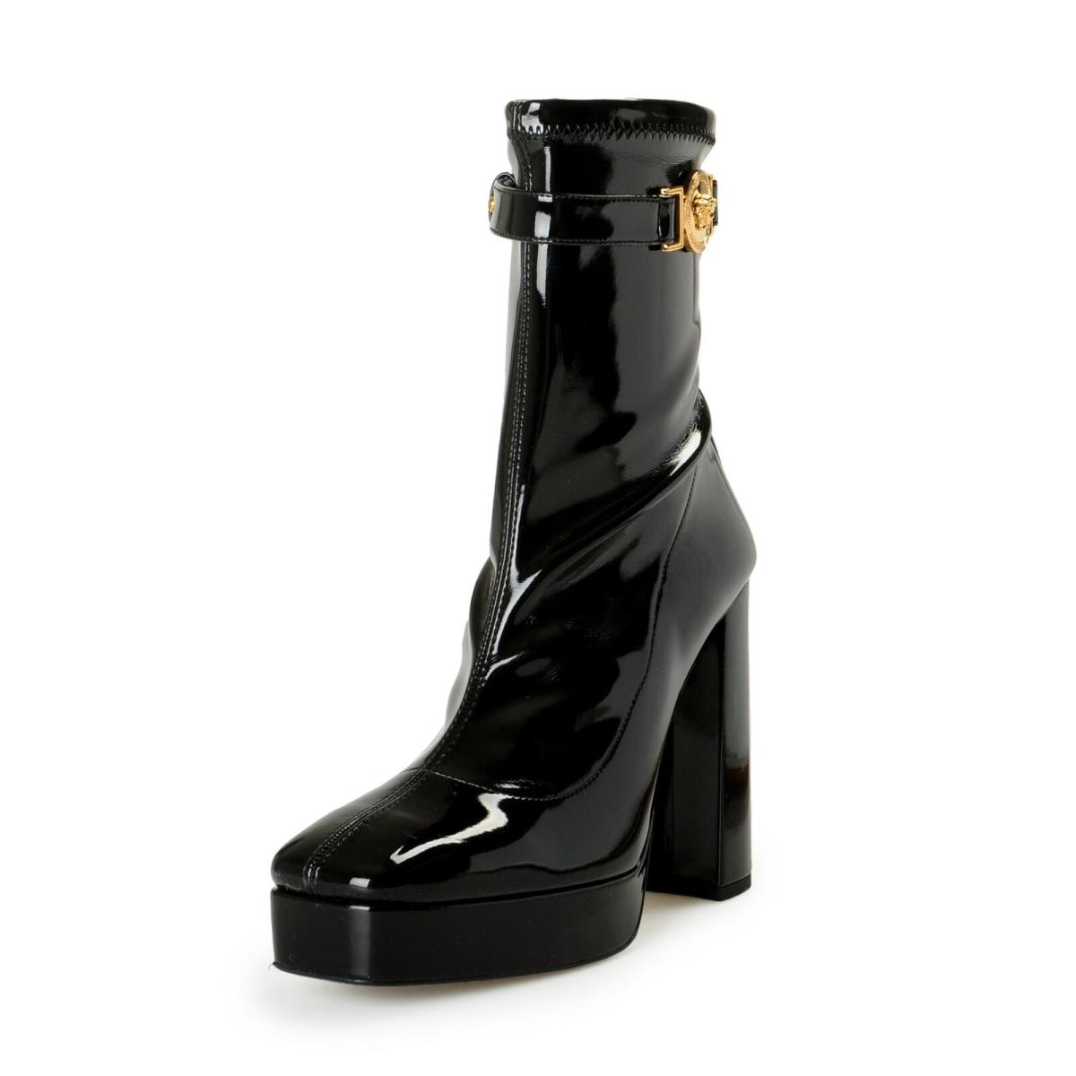 Versace Women`s Black High Heel Platform Boots Shoes