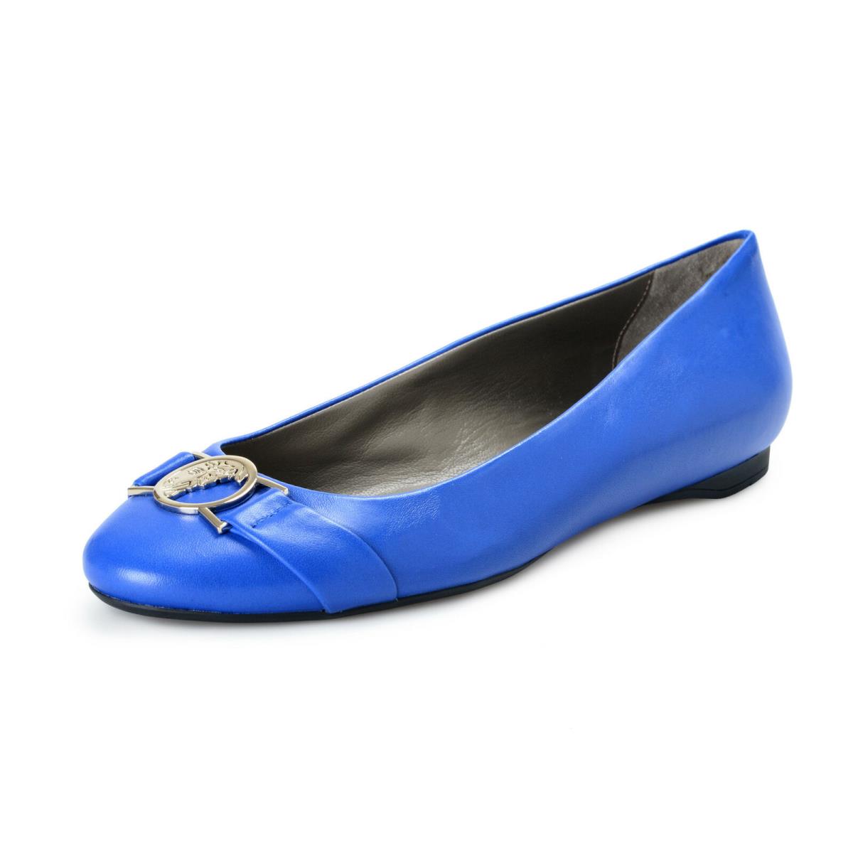 Versace Collection Women`s Royal Blue Leather Ballets Flat Shoes Sz 6 9