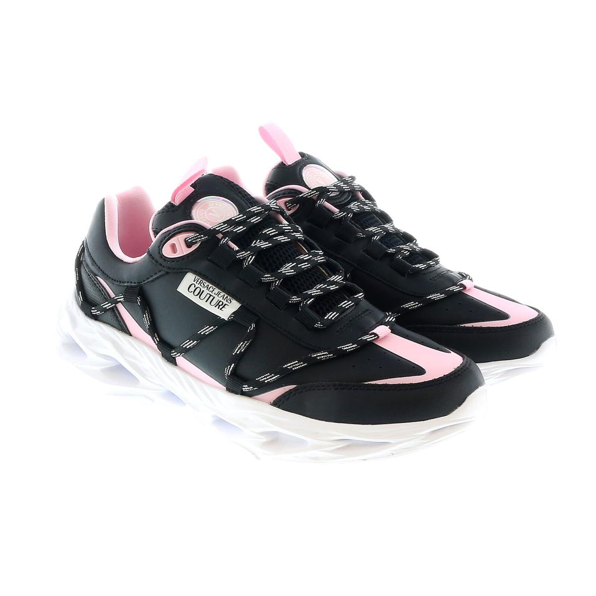 Versace Jeans Couture Low Top Lace Up Athletic Black/pink Sneakers