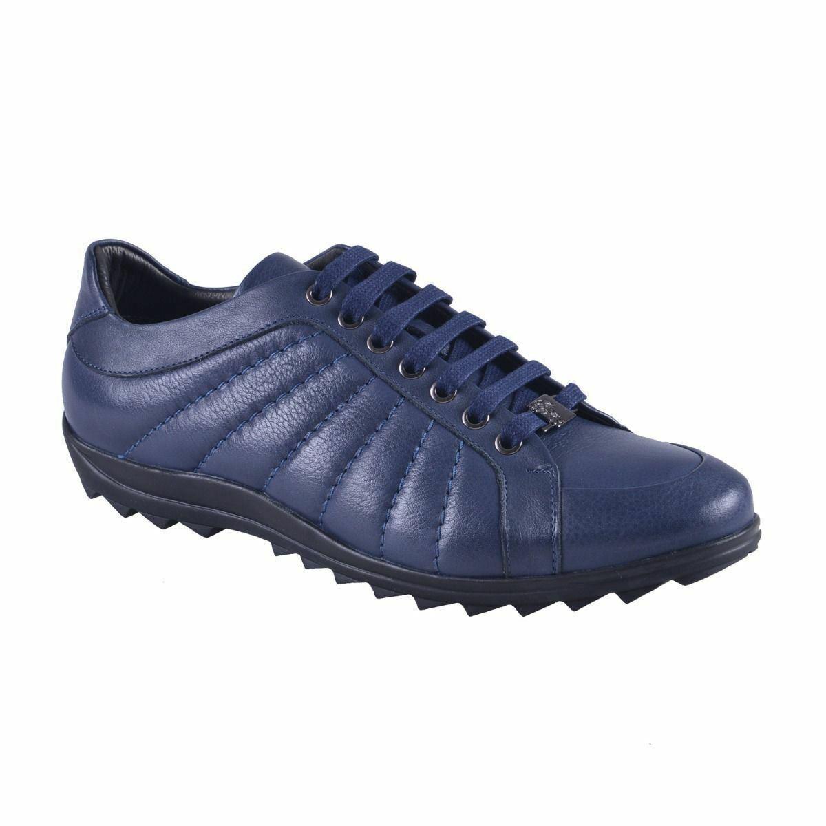 Versace Collection Men`s Blue Leather Fashion Sneakers Shoes Sz 6 7 8 10