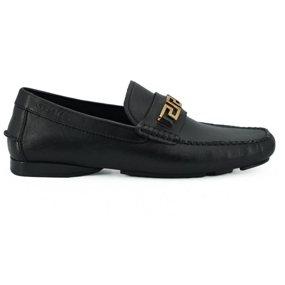 Versace Black Calf Leather Loafers Shoes