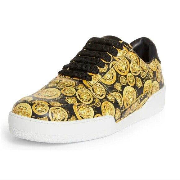 Versace Ilus Medusa Amplified Low-top Sneakers Black/yellow Size 39 Msrp: