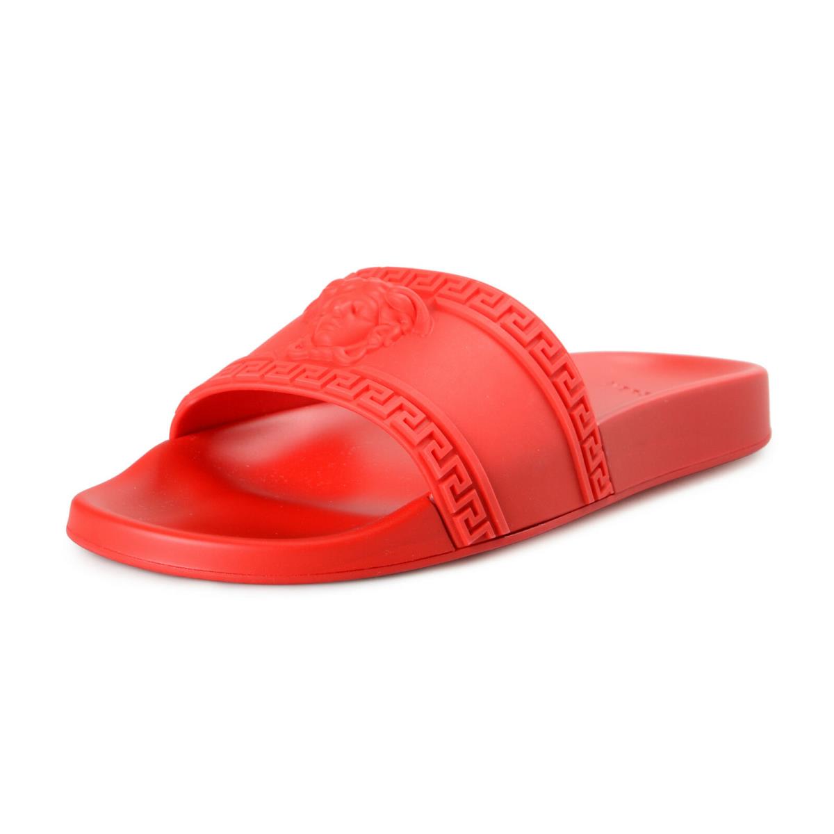 Versace Men`s Bright Red Medusa Head Rubber Flip Flops Shoes US 7 IT 40