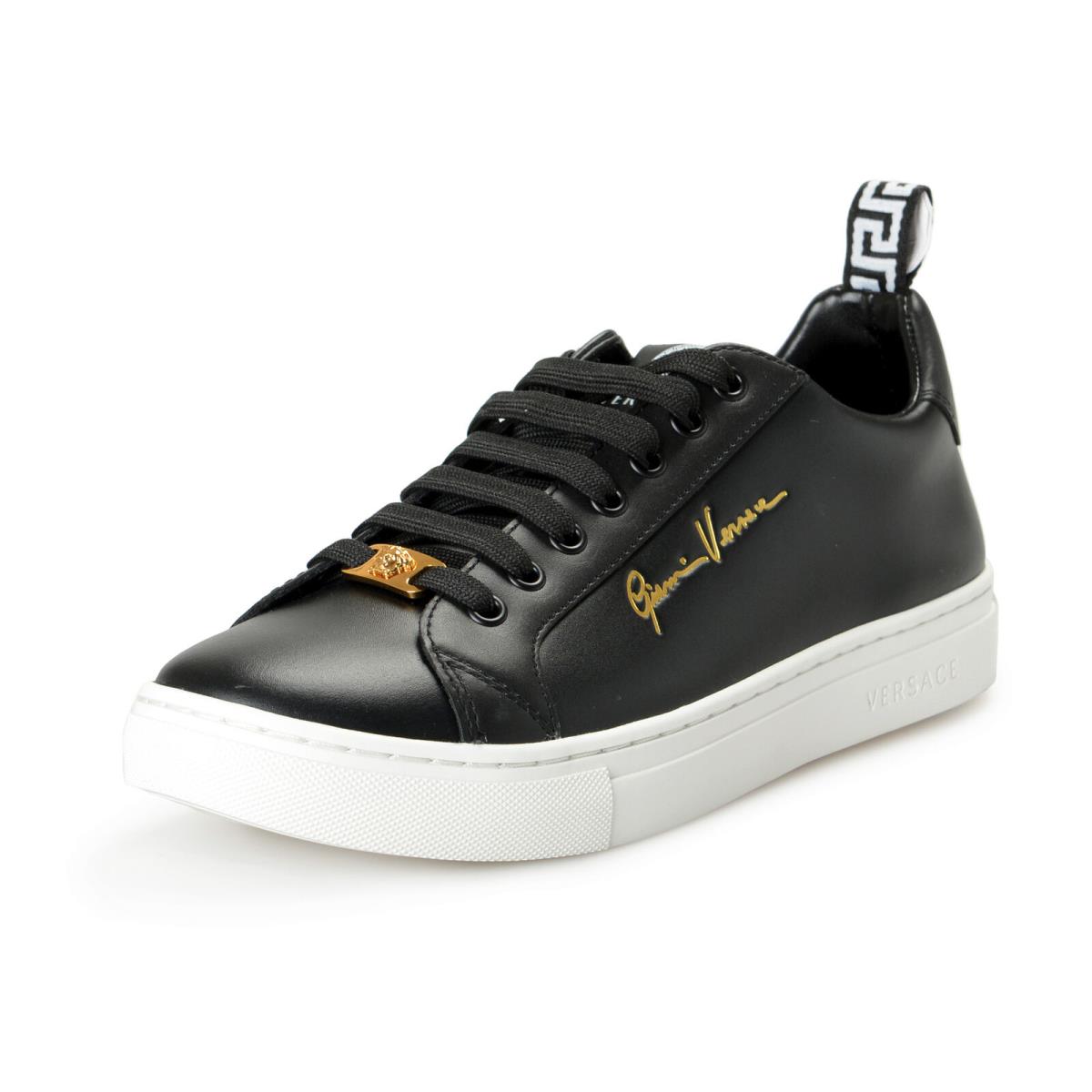 Versace Women`s Black Leather Medusa Logo Sneakers Shoes US 10 IT 40