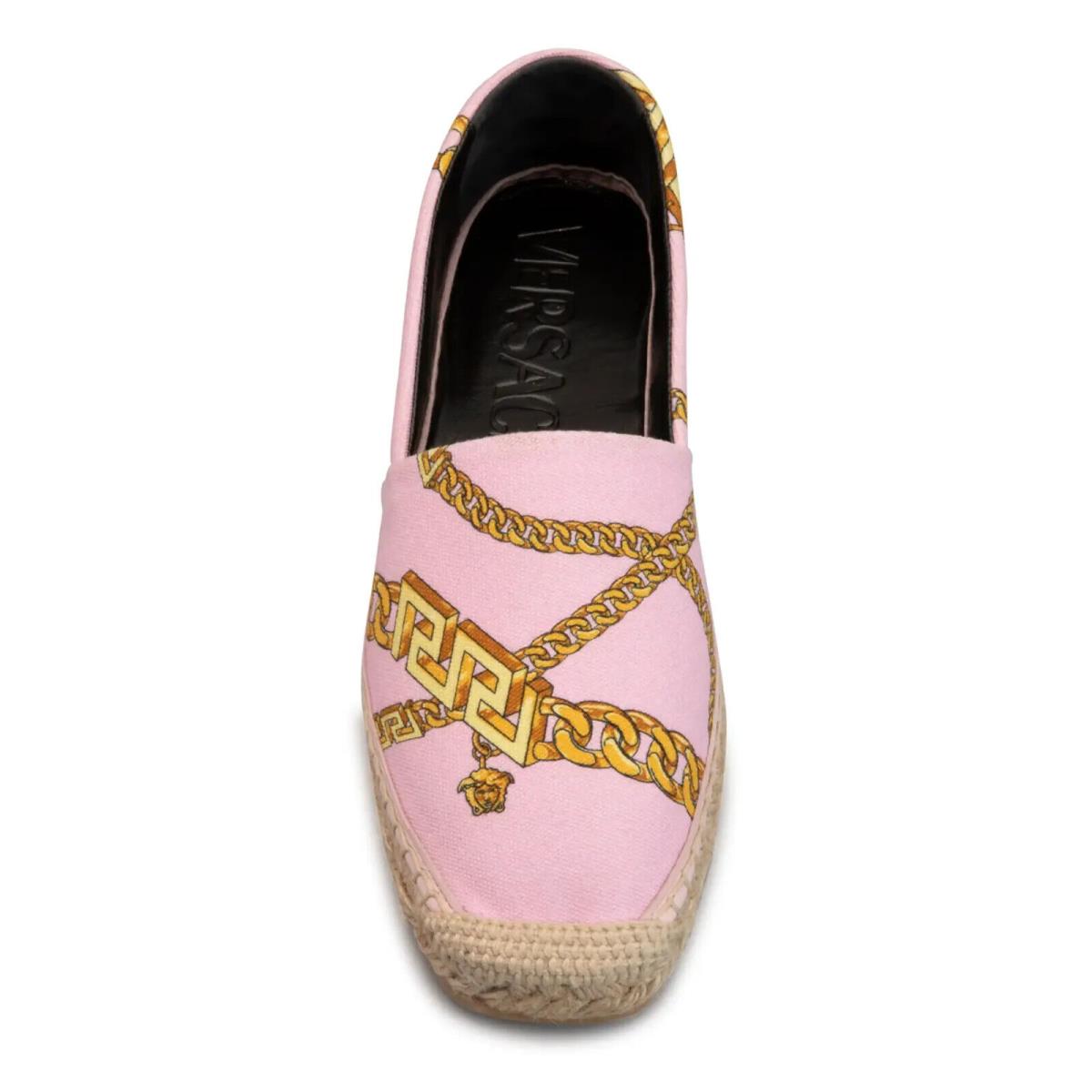 Versace Chain-print Cotton Espadrille Loafers Size 39.5 Msrp: