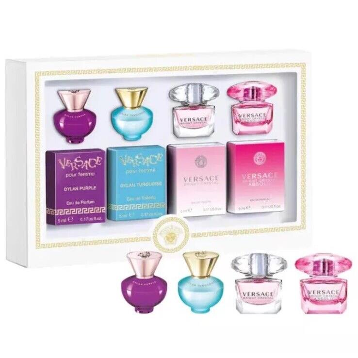 Versace Women`s Mini Perfume Coffret Set - Bright Crystal Dylan Purple Turquoise