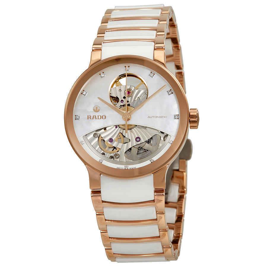 Rado Centrix Open Heart Mop Dial Automatic Ladies Watch R30248902 - Dial: Mother of Pearl (Open Heart), Band: Rose Gold PVD, Bezel: Rose Gold PVD