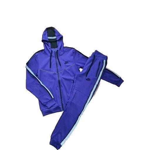 Nike Tech Reflective Stretch Sweat Suit Hoodie Joggers Men`s Purple Md