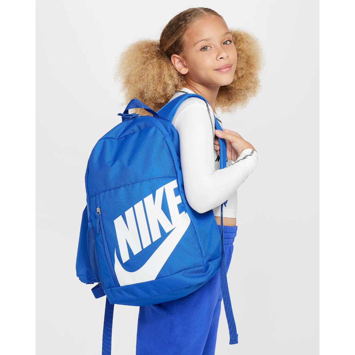 Nike Elemental Girls Backpack `royal Blue/white` Medium School Book Bag 20L