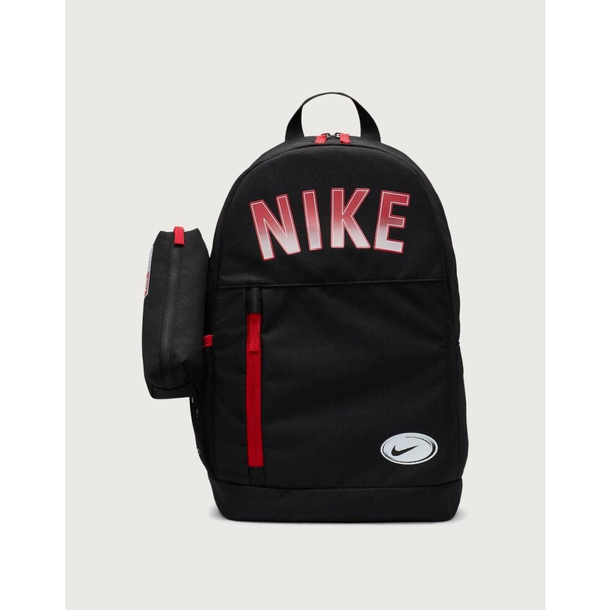 Nike Elemental Kids Backpack `black/gym Red` Medium School Book Bag 20L