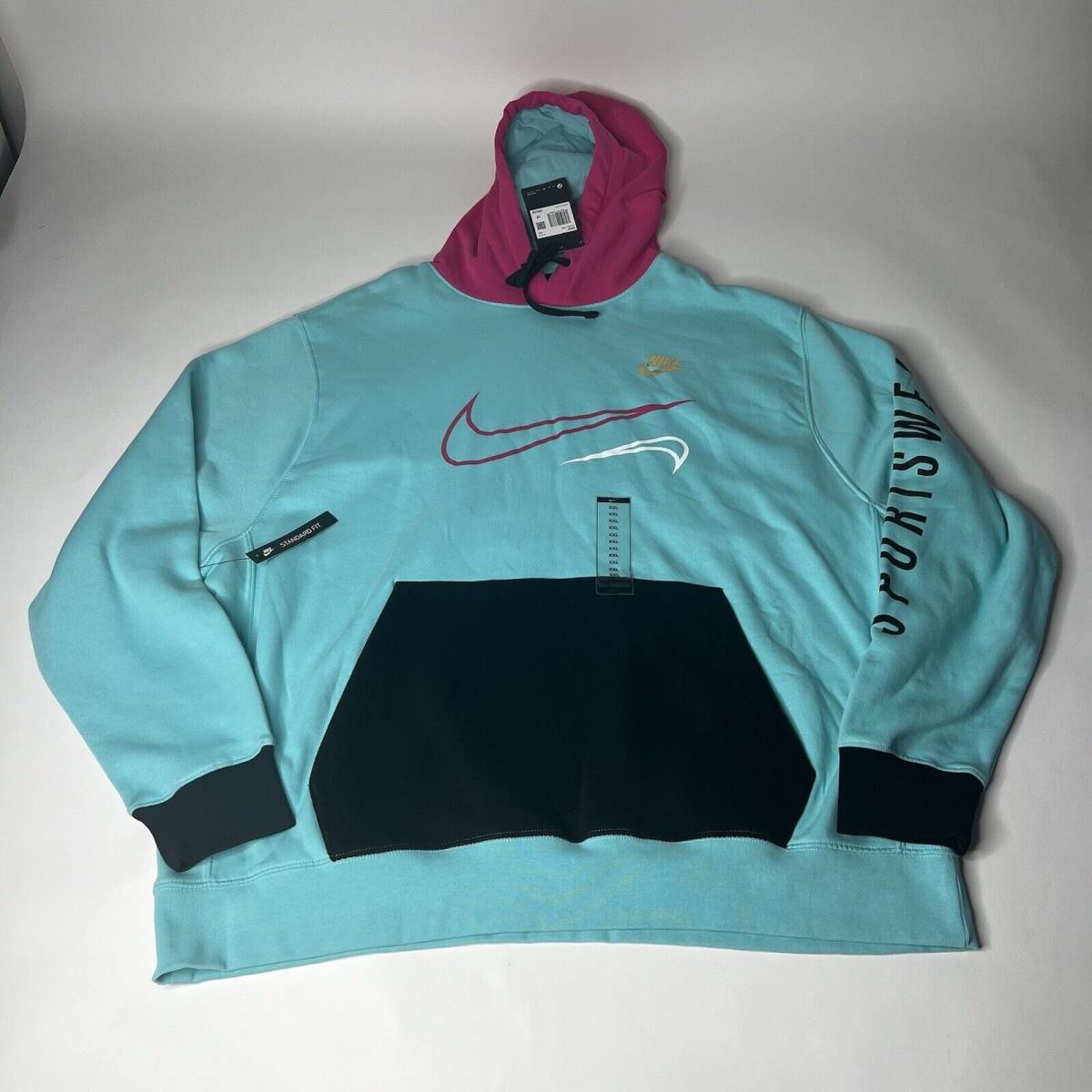 Nike Miami Vice Club Sportswear Pullover Hoodie Teal Pink Mens Rare Size Xxl