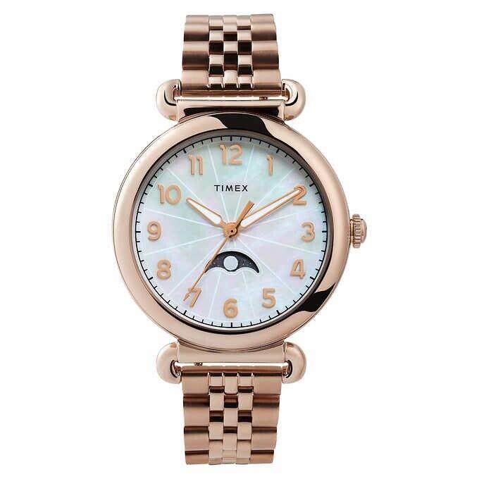 Timex Model 23 Moon Phase Rose Gold-tone Case Ladies Quartz Watch TW2T89400VQ - Gold, Quartz