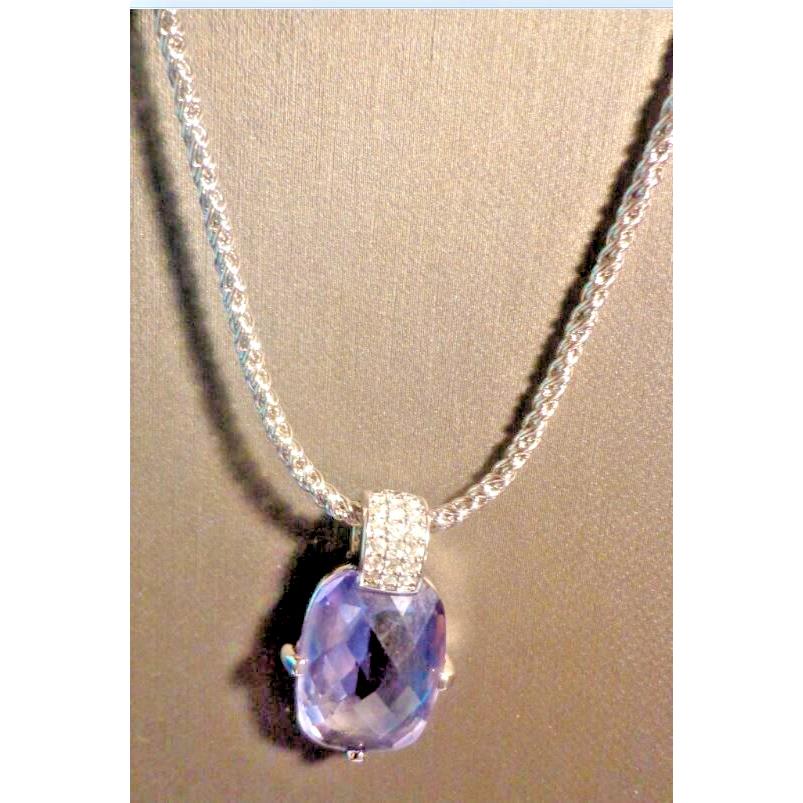 Swarovski Swan Tag Georgeous 24 Silver W/purple Encrusted Crystal Necklace