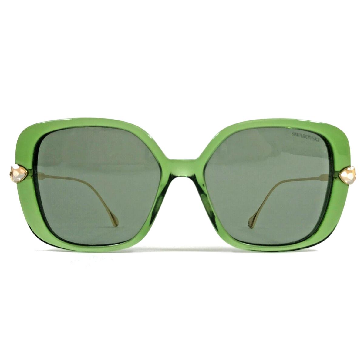 Swarovski Sunglasses SK6011 3002/2 Transparent Green Square Frames Green Lenses