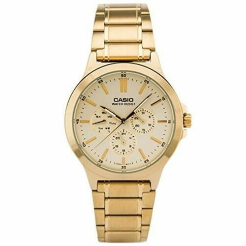 Casio Multi-dial Stainless Steel Men`s Watch MTP-V300G-9AV - Gold Tone