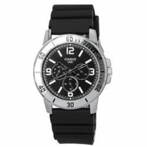 Casio MTP-VD300-1B Standard Analog Resin Strap Black Dial Quartz Mens Watch - Adult