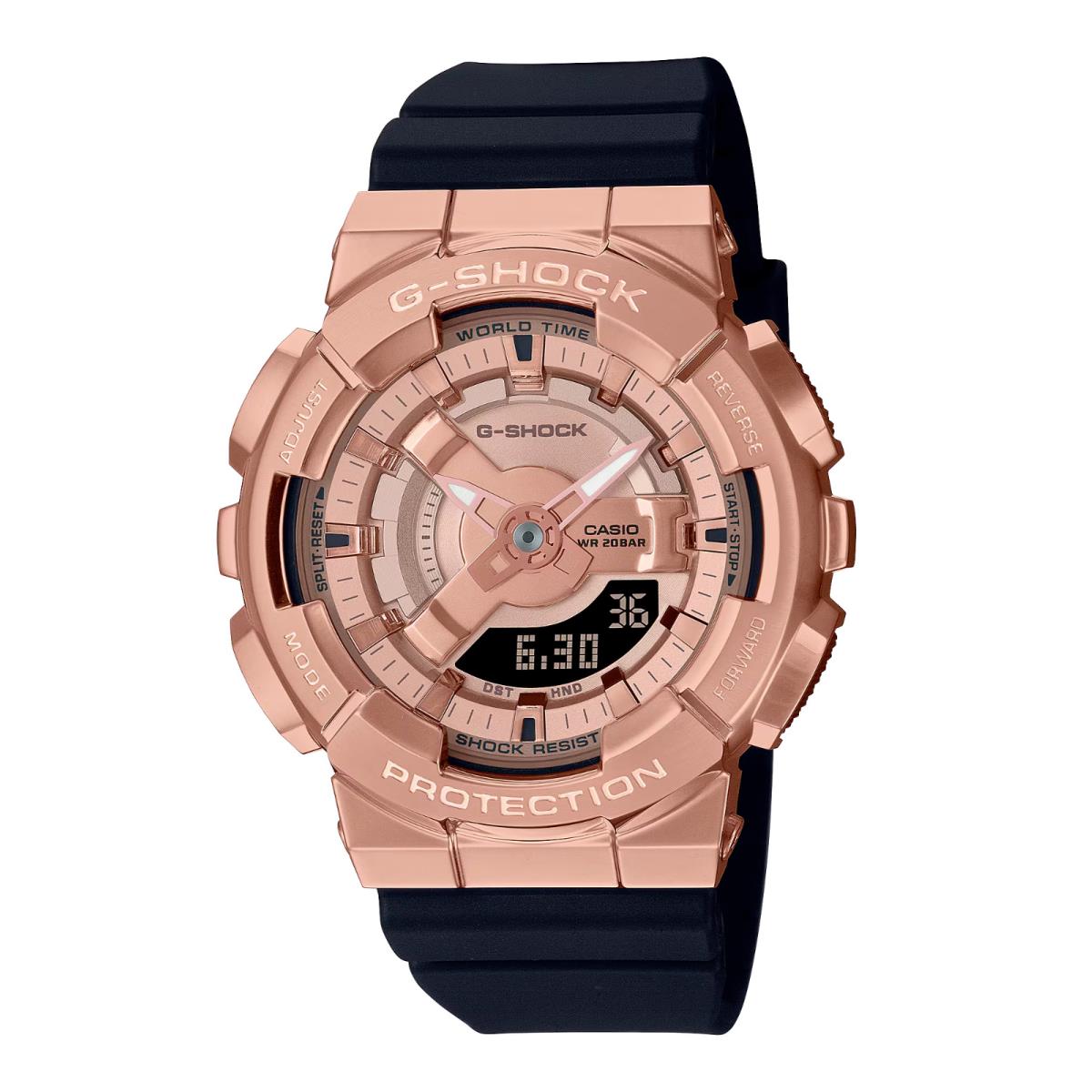 Casio Women`s G Shock Rose Gold Resin Alarm World Time Watch 42MM GM-S110PG-1ACR