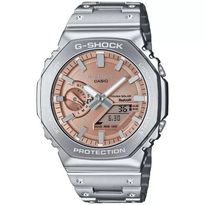 Casio G-shock Analog-digital Full Metal Salmon Dial Men`s Watch GMB2100AD-5A