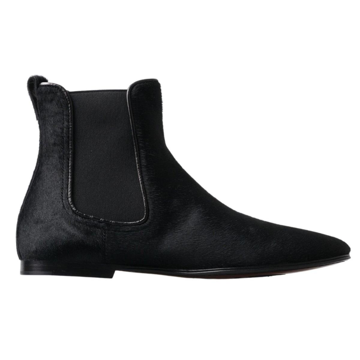 Dolce Gabbana Black Leather Chelsea Men Ankle Boots Shoes