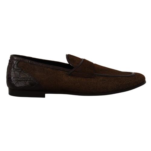 Dolce Gabbana Shoes Dress Loafers Brown Leather Slip Shoes