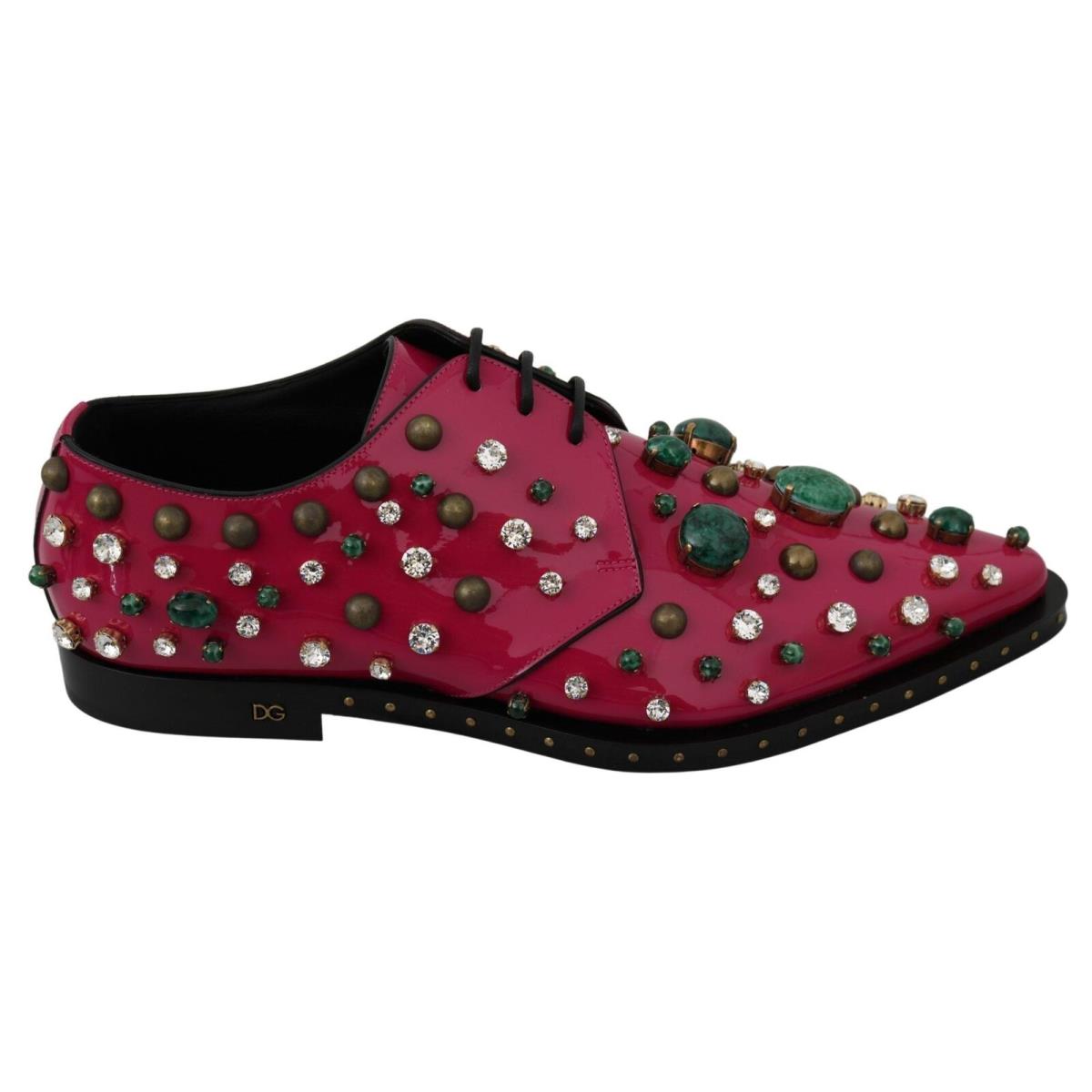 Dolce Gabbana Pink Leather Crystals Dress Broque Shoes