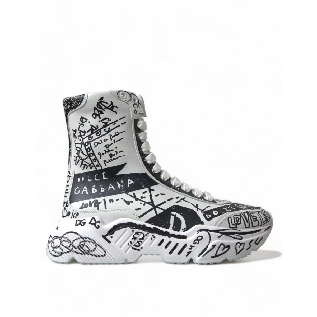 Dolce Gabbana White Black Graffiti Daymaster Sneakers Shoes