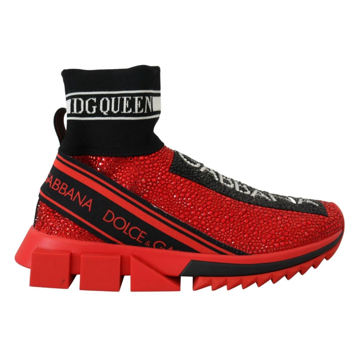 Dolce Gabbana Red Bling Sorrento Sneakers Socks Shoes